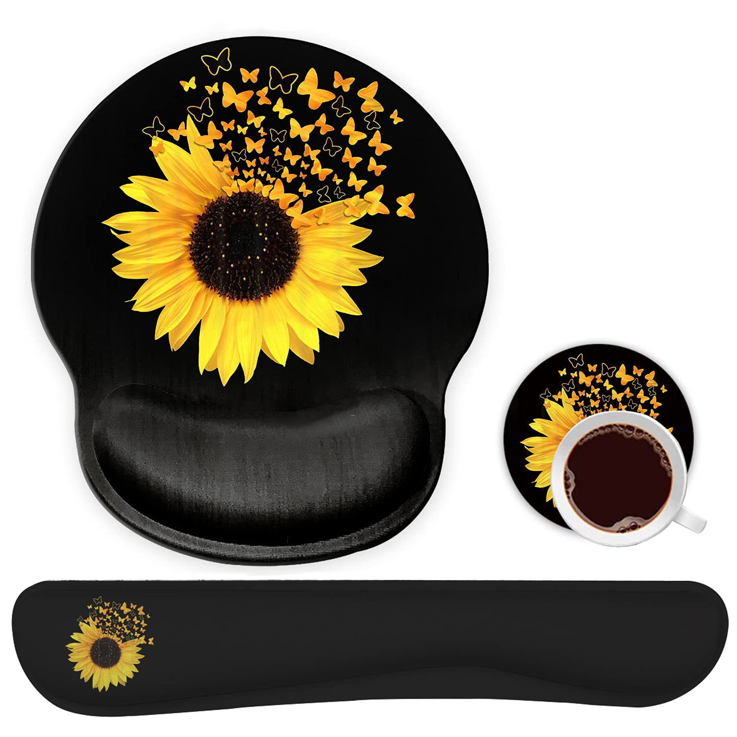 Ergonomic Mouse Pad Wrist Support Gel And Keyboard Wrist Rest Set For Laptop, Mac, Gaming And Office, Durable, Comfortable And P