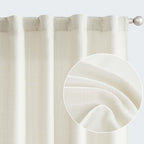 jinchan Ivory Curtains for Living Room Bedroom Linen Textured Curtains 84 Inches Long Farmhouse Country Curtains Casual Weave Ba