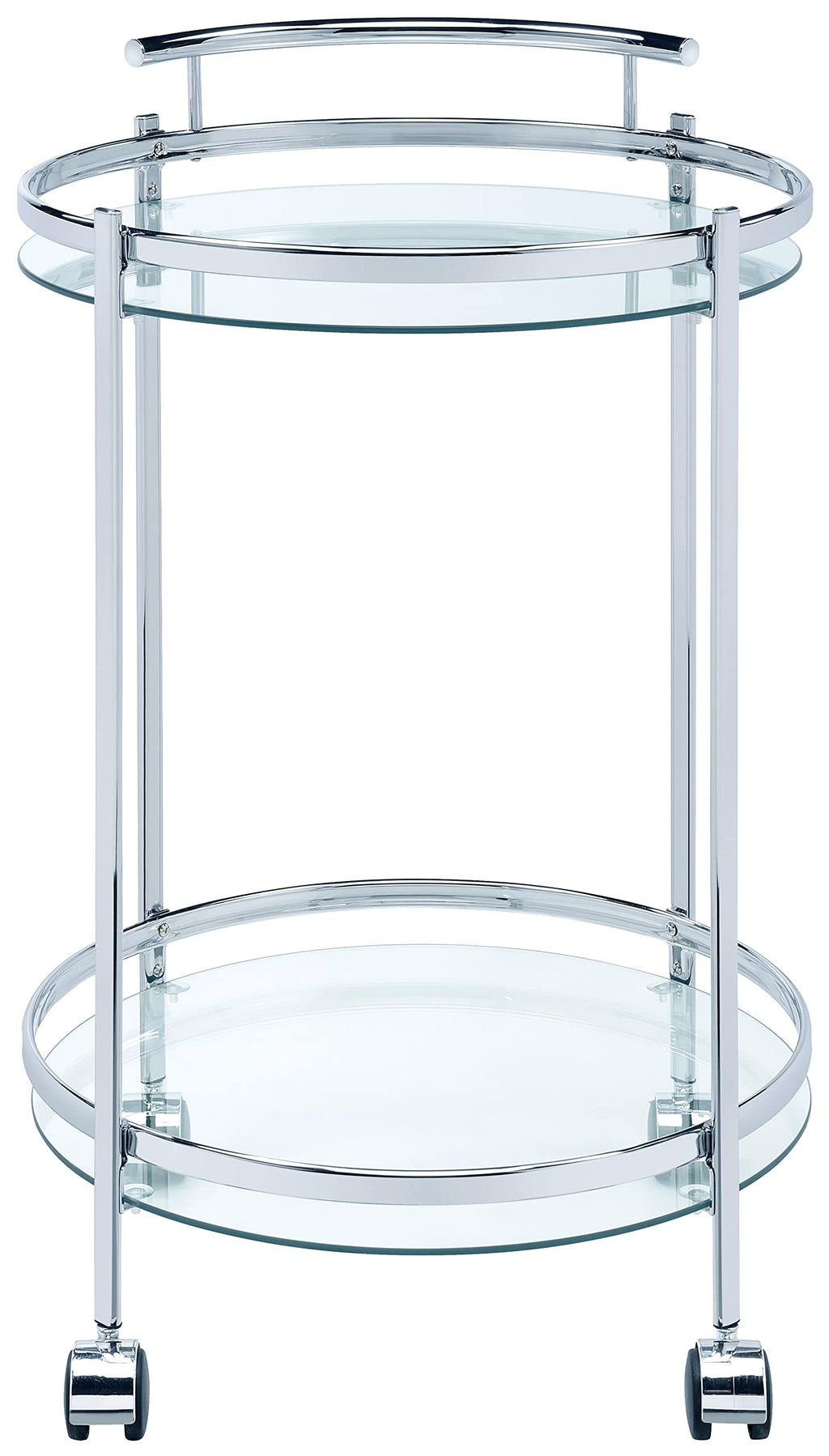 Coaster Home Furnishings Chrissy Round Glass Bar Cart Chrome