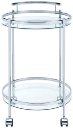 Coaster Home Furnishings Chrissy Round Glass Bar Cart Chrome