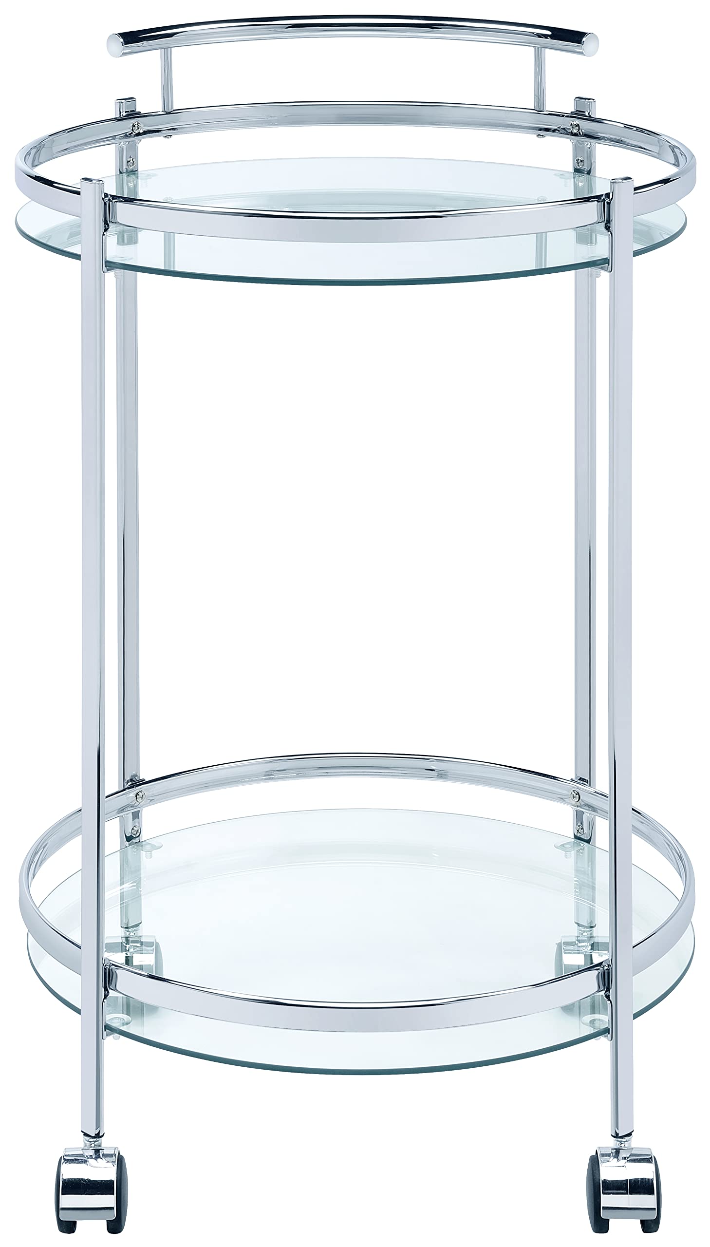 Coaster Home Furnishings Chrissy Round Glass Bar Cart Chrome