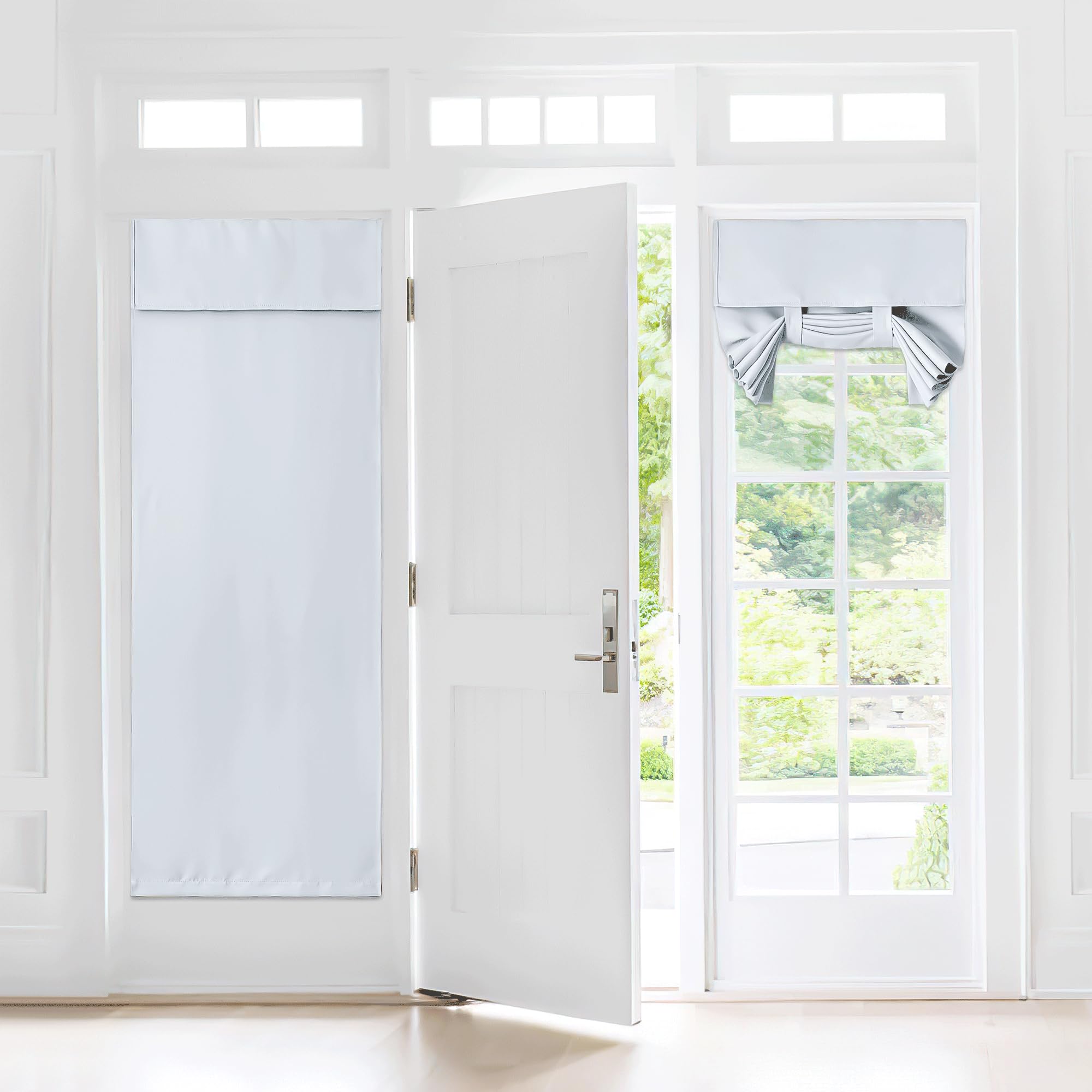 Nicetown Door Curtains 72 Inch Length For French Front Door, Room Darkening Thermal Insulated Curtains For Living Room Kitchen Window Covering Sidelight Tie Up Shade, 30' Wide, 1 Panel, Greyish White