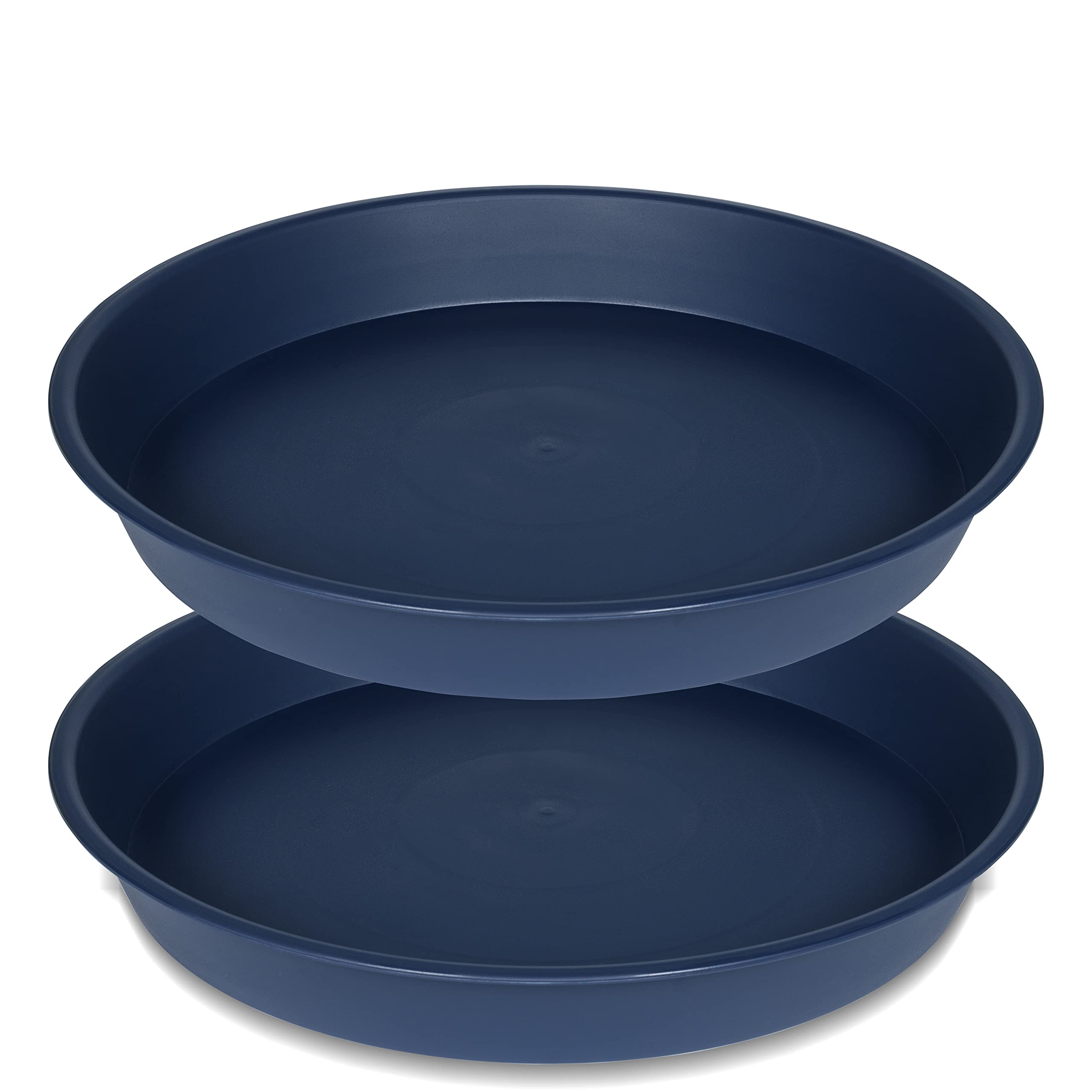 Bleuhome 2 Pack Of 14 Inch Plant Saucer Blue, Heavy Duty Plant Saucer 14 Inch, Plastic Plant Water Tray For Pots, Plant Saucers
