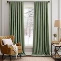Jinchan Velvet Curtain For Living Room, Sage Thermal Insulated Luxury Drape For Bedroom 84 Inch Long, Stylish Design Super Soft