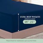 Elegant Comfort 1500 Premium Hotel Quality 18-24 Inches Deep - Extra Deep Pocket Single Fitted Sheet For High Mattress, Luxury And Softest, Smart Pocket - Wrinkle Free, Twin/Twin Xl, Navy Blue