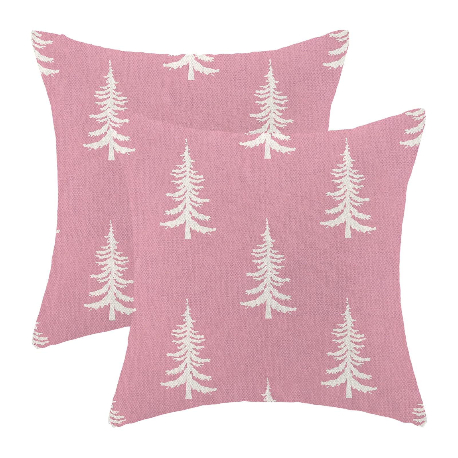 Cxmeifly Christmas Pillow Covers 20X20 Inch Set Of 2 Pink Cream Christmas Tree Decor Throw Pillows Winter Xmas Holiday Outdoor C