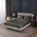 Homiest Dark Grey Satin Fitted Sheet Queen Size Fitted Bed Sheet, Deep Pocket Fitted Sheet Only, Luxury & Ultra Soft Bedding Fitted Sheet Single Bottom Bed Sheets Sold Separately
