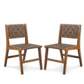 INK+IVY Oslo Dining Chair Set of 2, Mid-Century Modern Accent Chair, Woven Faux Leather Back & Seats, Solid Wood Side Chair Indo