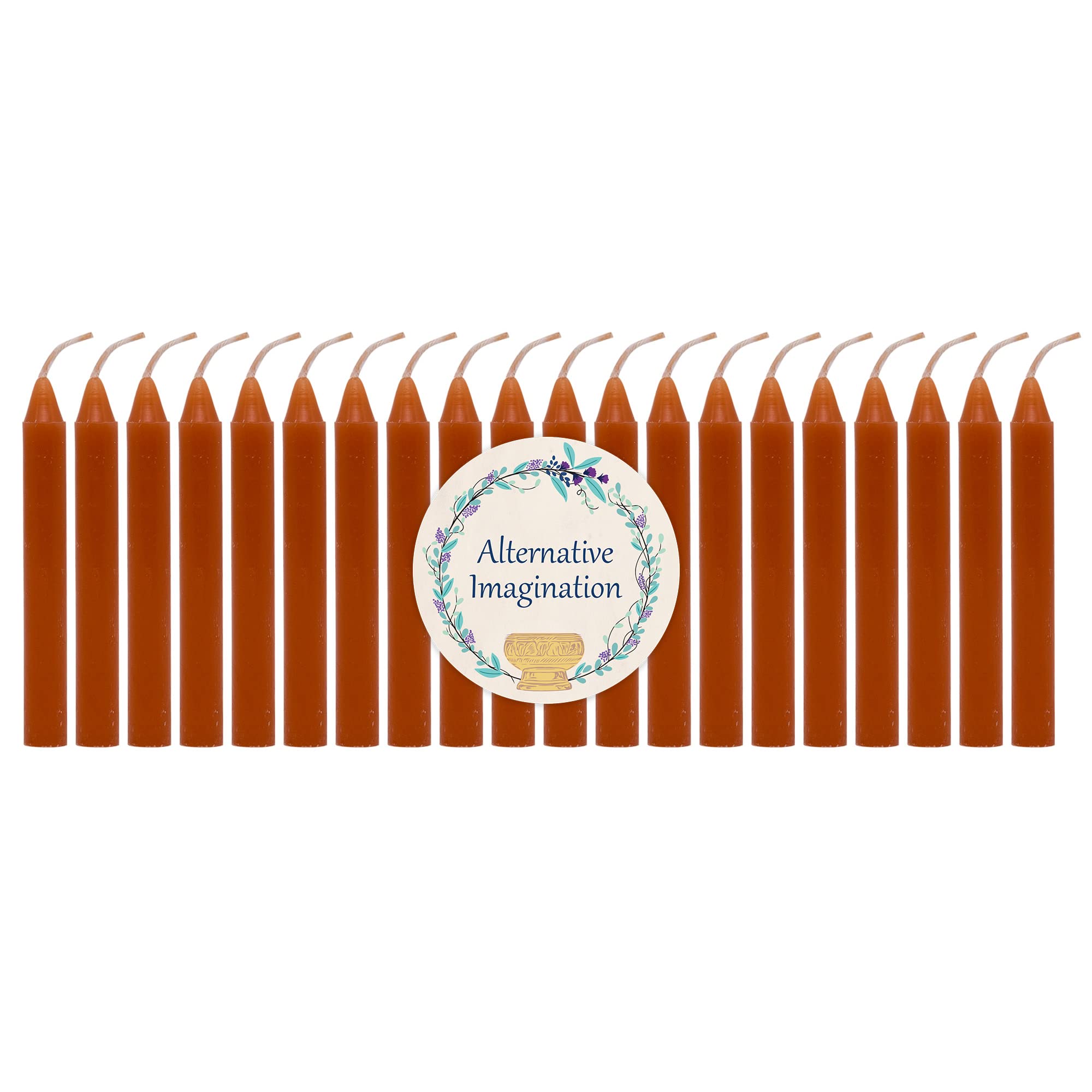 Alternative Imagination Set of 20 Brown, Unscented, 4 Inch Tall Chime Candles (Altar, Spell)
