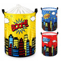 Maxdot 3 Pcs Large Hero Laundry Basket for Kids City Skyline Nursery Hamper