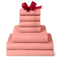 Mellanni Split King Sheet Set - 7-Piece Iconic Collection Bedding, (Including 4 Pillowcases), 16-Inch Deep Pocket, Easy Care, Extra Soft, Cooling Sheets, Brushed Microfiber - Coral