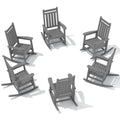 Serwall Hdpe Outdoor Rocking Chair Set Of 6, Outdoor Rocking Chairs For Adults, All Weather Outdoor Rockers For Lawn, Grey