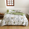 Karever Botanical Comforter Set Cal King White And Sage Green Floral Plant Bedding Set Garden Pattern Printed On White Women Rev