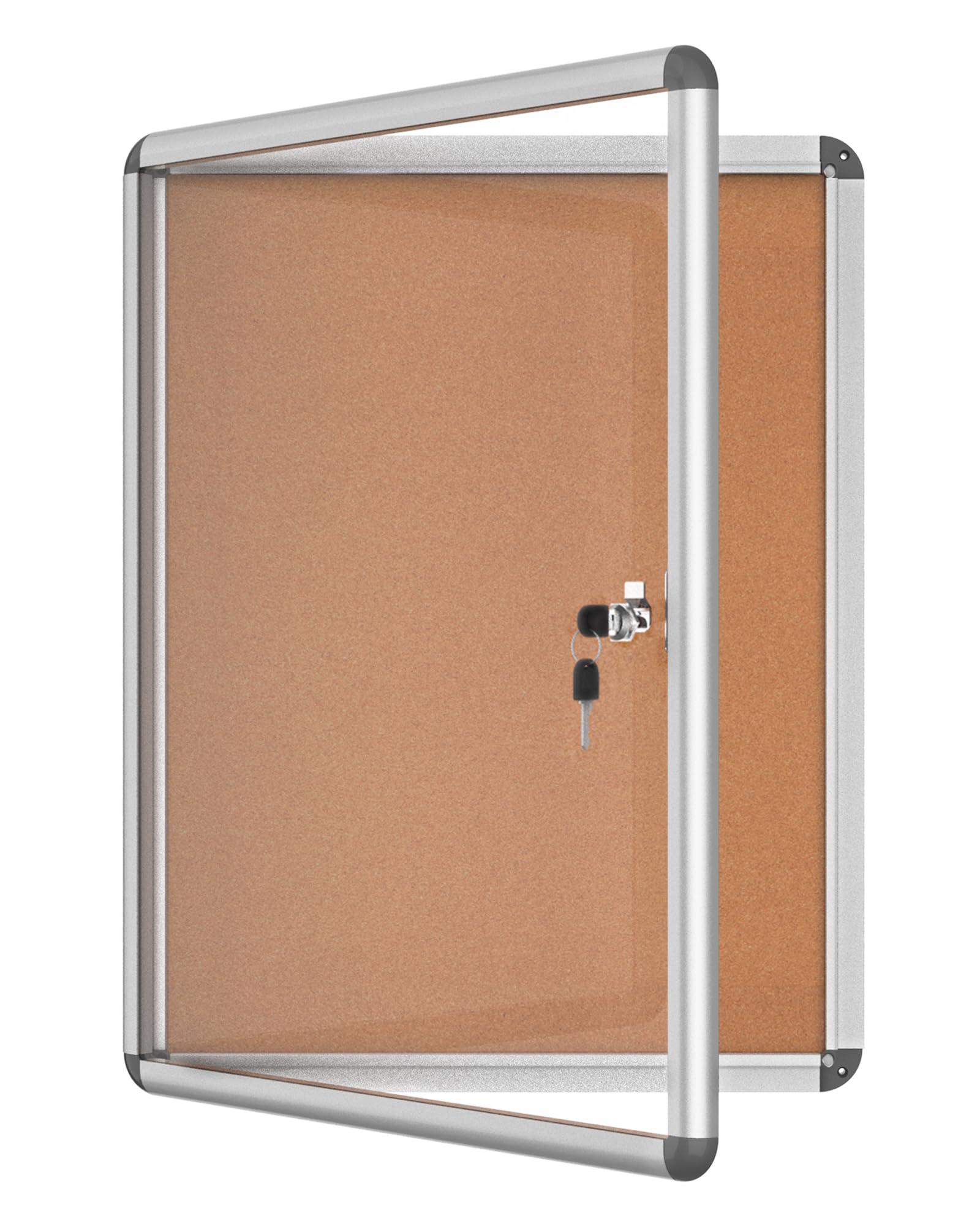 Mifuro 2 Pack 38'X28' Enclosed Bulletin Board, Lockable Weather-Resistant Aluminum Cork Noticeboard For School & Office, Silve