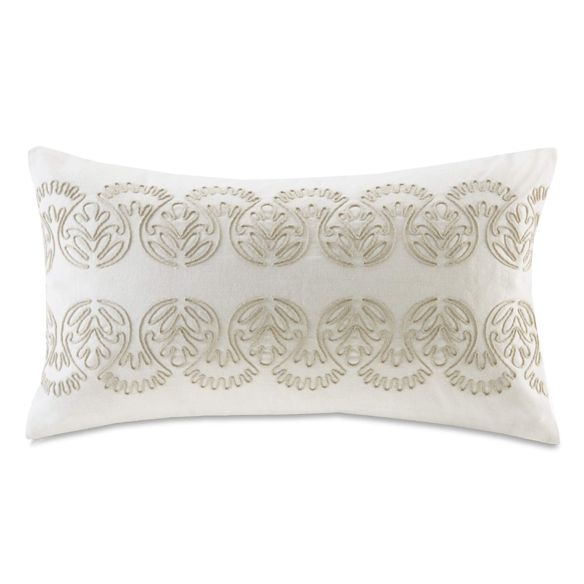 Harbor House Modern Design Decorative Pillow Hypoallergenic Sofa Cushion Lumbar, Back Support, Oblong 12' X 20', Suzanna, Cotton Medallion Taupe