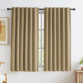 KEQIAOSUOCAI Burlap Linen Blackout Curtains 63 Inches Long, Back Tab Rod Pocket Hook Belt Natural Farmhouse Rustic Curtain Panel