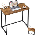 Wohomo Folding Desk, Small Writing Desk 39.4', Space-Saving Foldable Laptop Table Writing Workstation For Home Office, Easy Assembly, Rustic Walnut