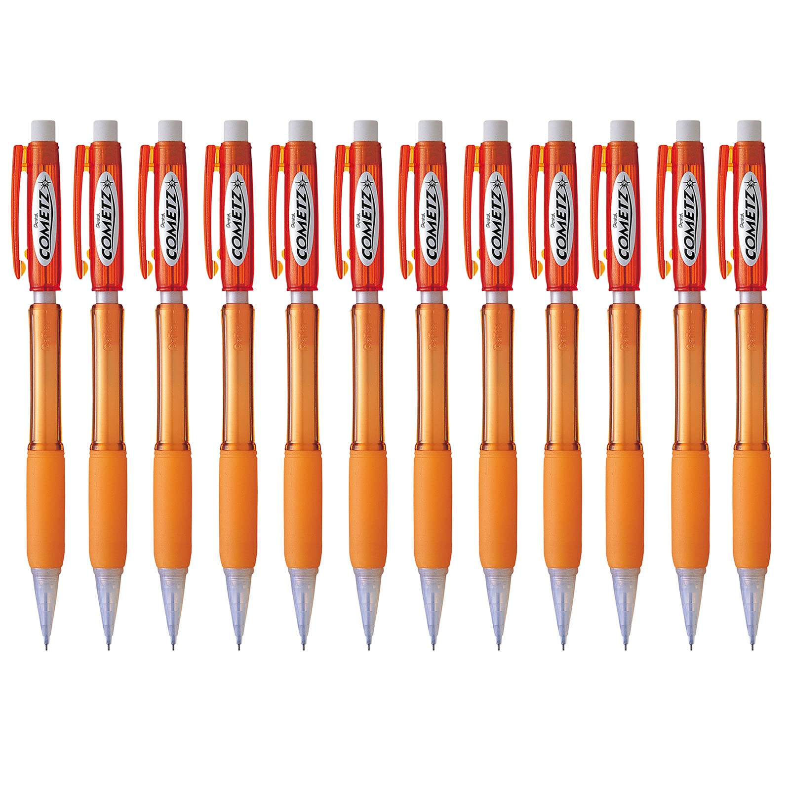 Pentel Cometz Automatic Pencil, 0.9Mm, Orange Barrel, Box Of 12 (Ax119F)