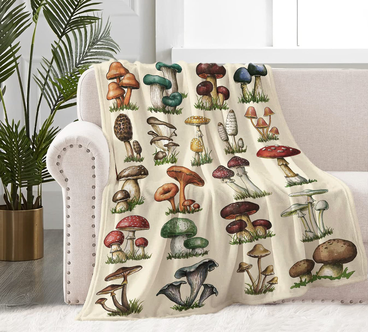 Mushroom Blanket For Boys Girls, Super Soft Fluffy Mushroom Gifts Plush Blanket, Lightweight Retro Flannel Kid Mushroom Decor Bl
