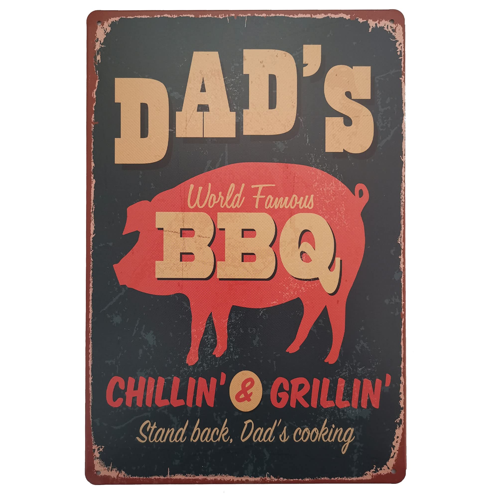 ERLOOD Warning BBQ Zone Vintage Tin Signs OutdoorRetro Metal Wall Poster Decorative Tin Sign 8 x 12 (DADs BBQ)
