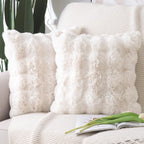 Madizz Pack Of 2 Thick Plush Wool Throw Pillow Covers 22X22 Inch Cream Soft Decorative Cushion Cover For Sofa Bedroom Pillow She