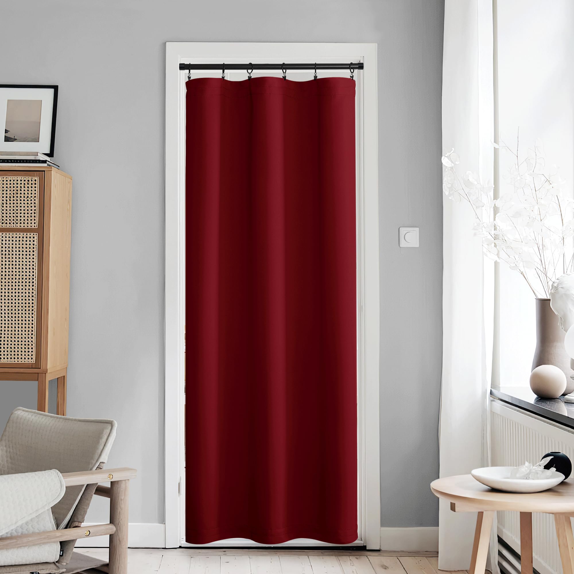 Nicetown Doorway Curtains For Kitchen Door Window, Thermal Insulated Privacy Protection Blackout Curtains For French Door Window Shade With Tieback, 1 Pc, 42' X 80', Burgundy