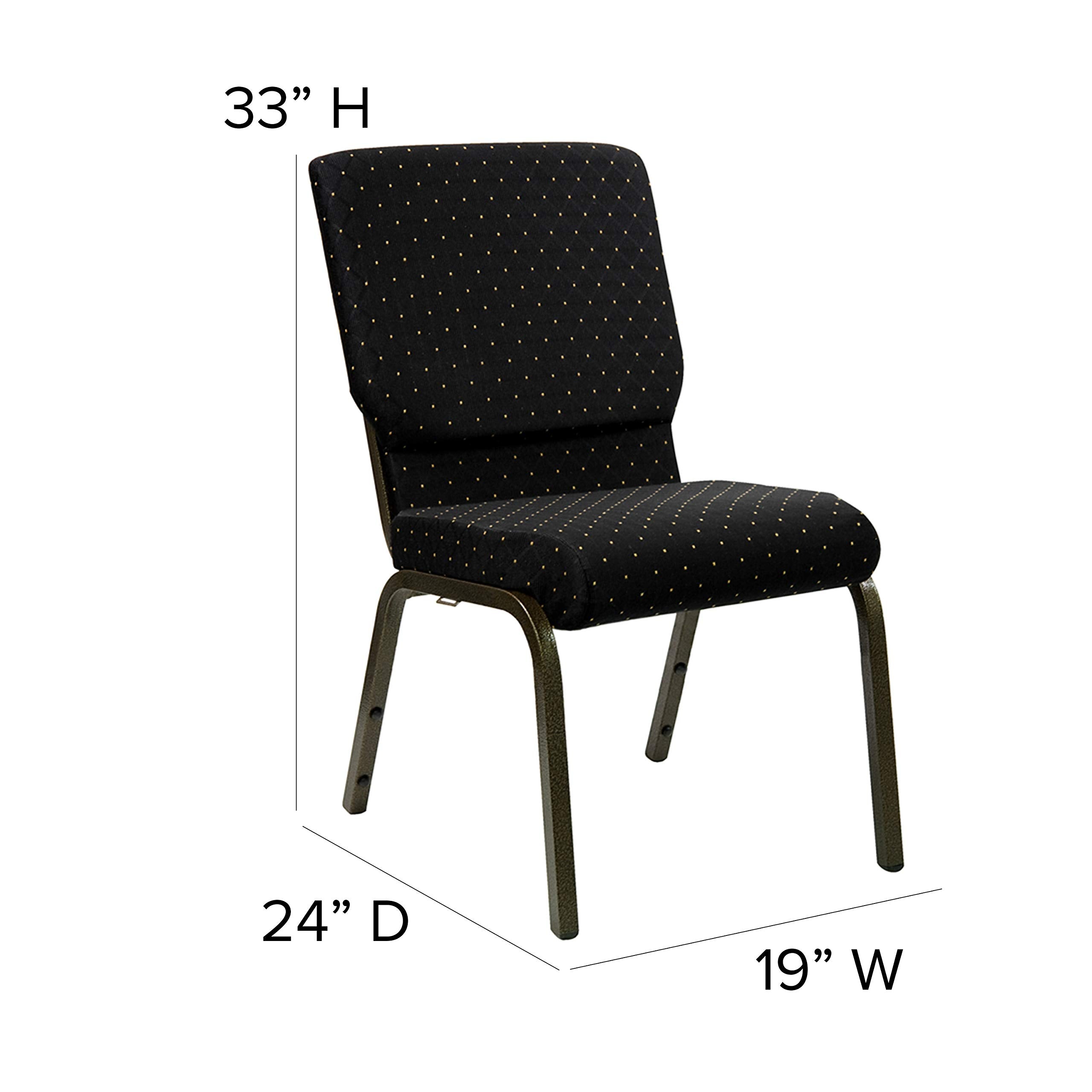 Flash Furniture HERCULES Series 18.5''W Stacking Church Chair in Black Dot Patterned Fabric - Gold Vein Frame