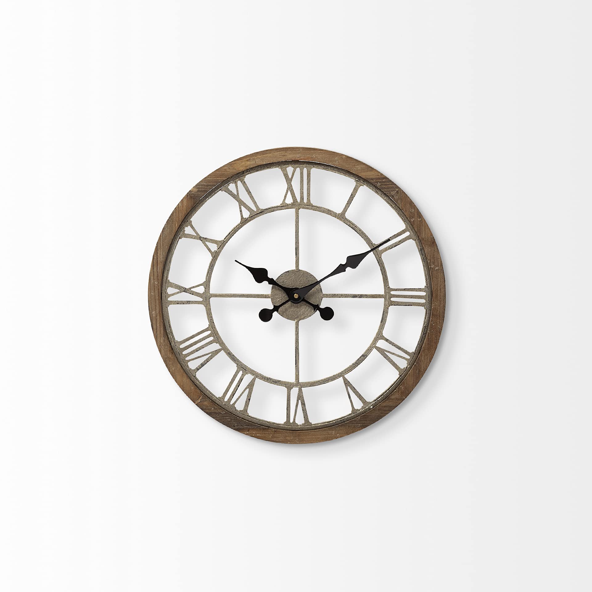 HomeRoots Wood 19' Large Brown Farmhouse Style Wall Clock