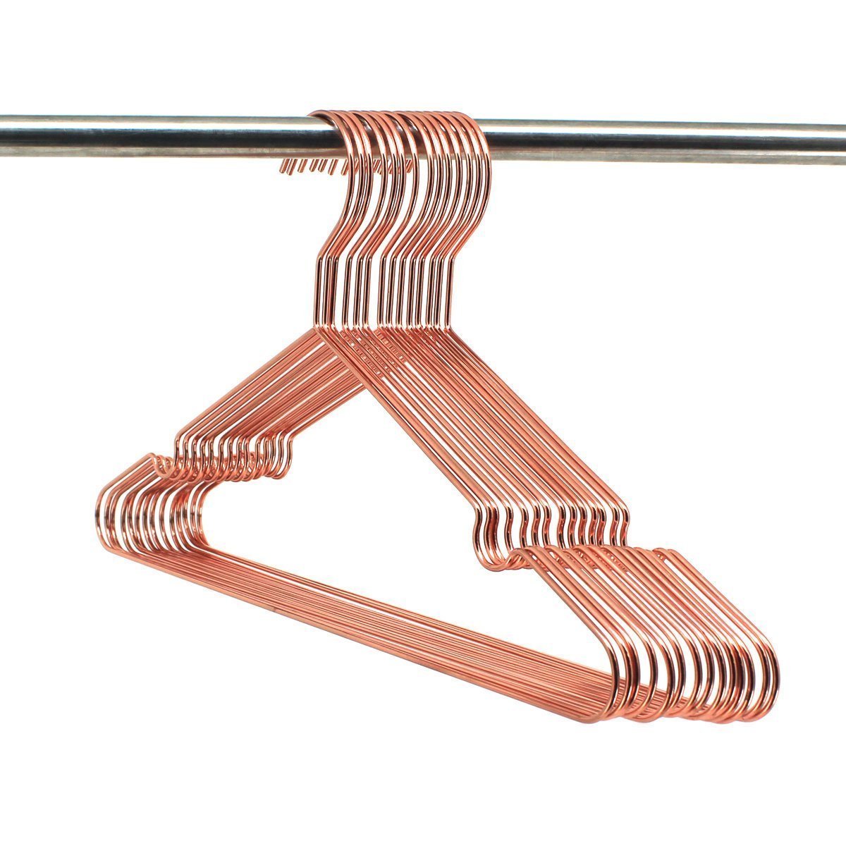10Pack Koobay 13 Children Rose Copper Gold Shiny Metal Wire Top Clothes Hangers for Shirts Coat Storage & Display
