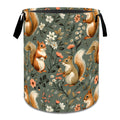 MIEPOS Retro Squirrel Floral Laundry Basket,Dirty Clothes Hamper,Animal and Flower Storage Bin,Nature Lovers Gifts,Waterproof Ox