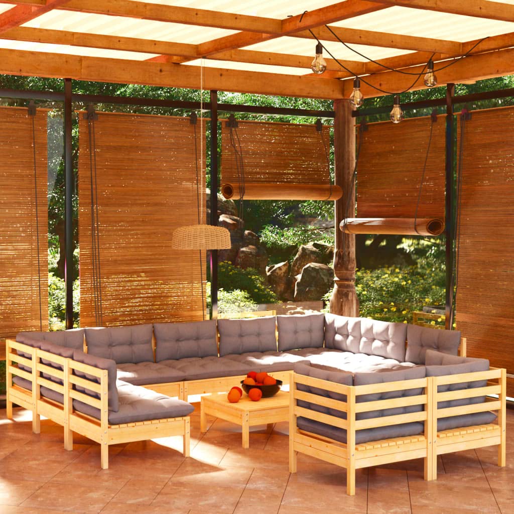 vidaXL Retro Style Solid Pinewood Patio Lounge Set - Thumbnail 3