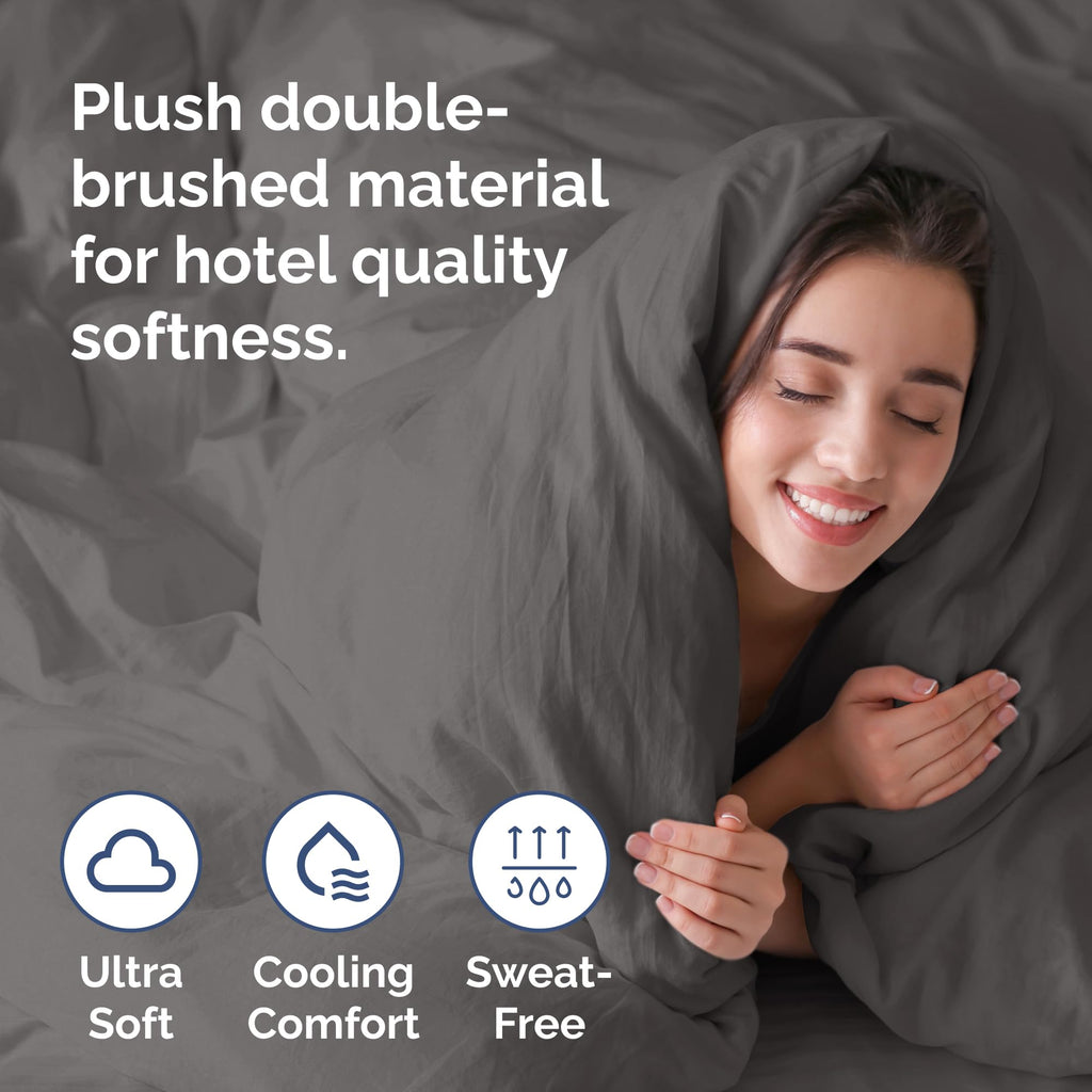 Duvet Cover Twin/Twin Xl Size Set - Extra Soft Twin/Twin Xl Size Duvet Cover 68 X 90 With 1 Pillow Shams - Hotel Luxury And Fade Free With Zipper Closures & Ties - Breathable Bedding Set (Dark Grey)