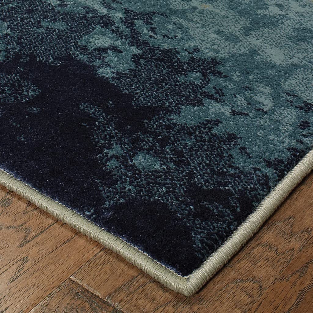 HomeRoots Polypropylene 7' x 10' Blue Beige Machine Woven Abstract Skies Indoor Area Rug