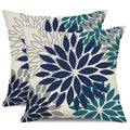 Dfxsz Navy Blue Flower Pillow Covers 18X18 Inch Set Of 2 Outdoor Throw Pillows Outdoor Waterproof Decor For Living Room Sofa Pat