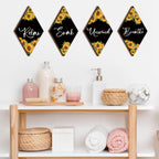 Qunclay Sunflower Bathroom Wall Decor - Rustic Signs for Home, Kitchen, Laundry, Spa - Black, Yellow, White - Model WV-Qunclay-5203