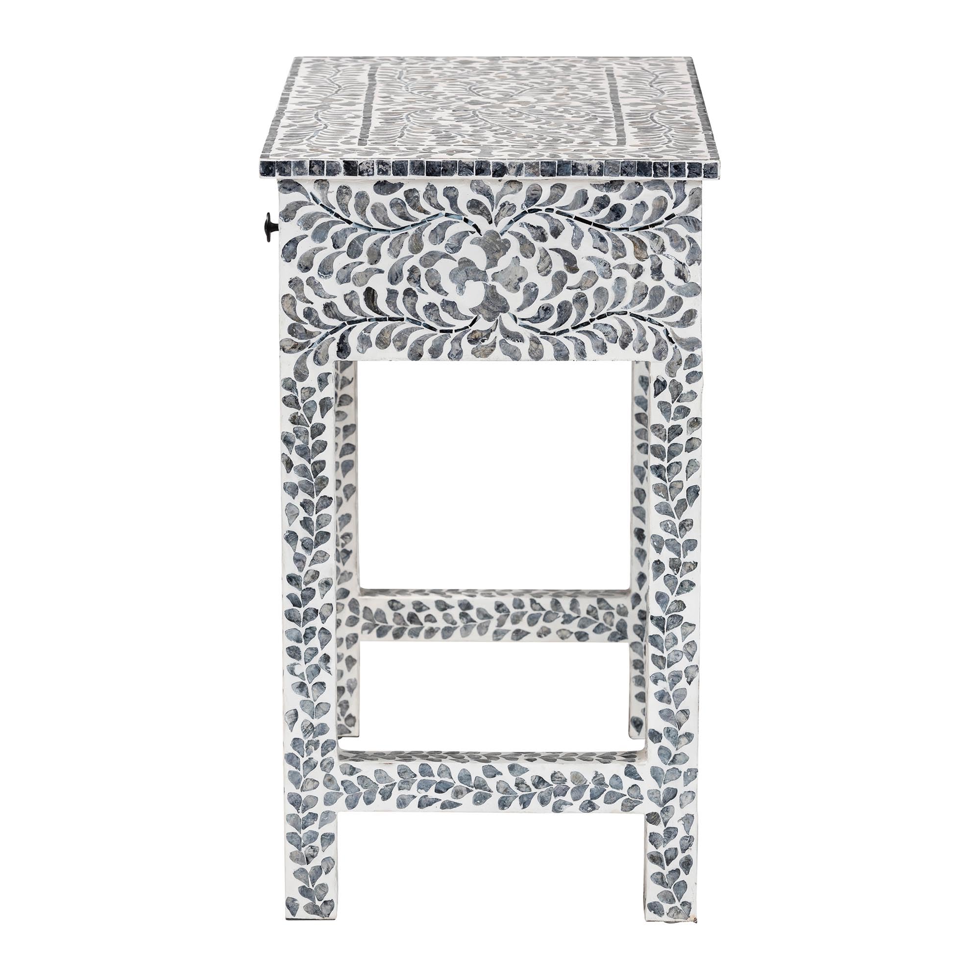 bali & pari Diata Black and White Pearl Capiz Shell 2-Drawer Console Table