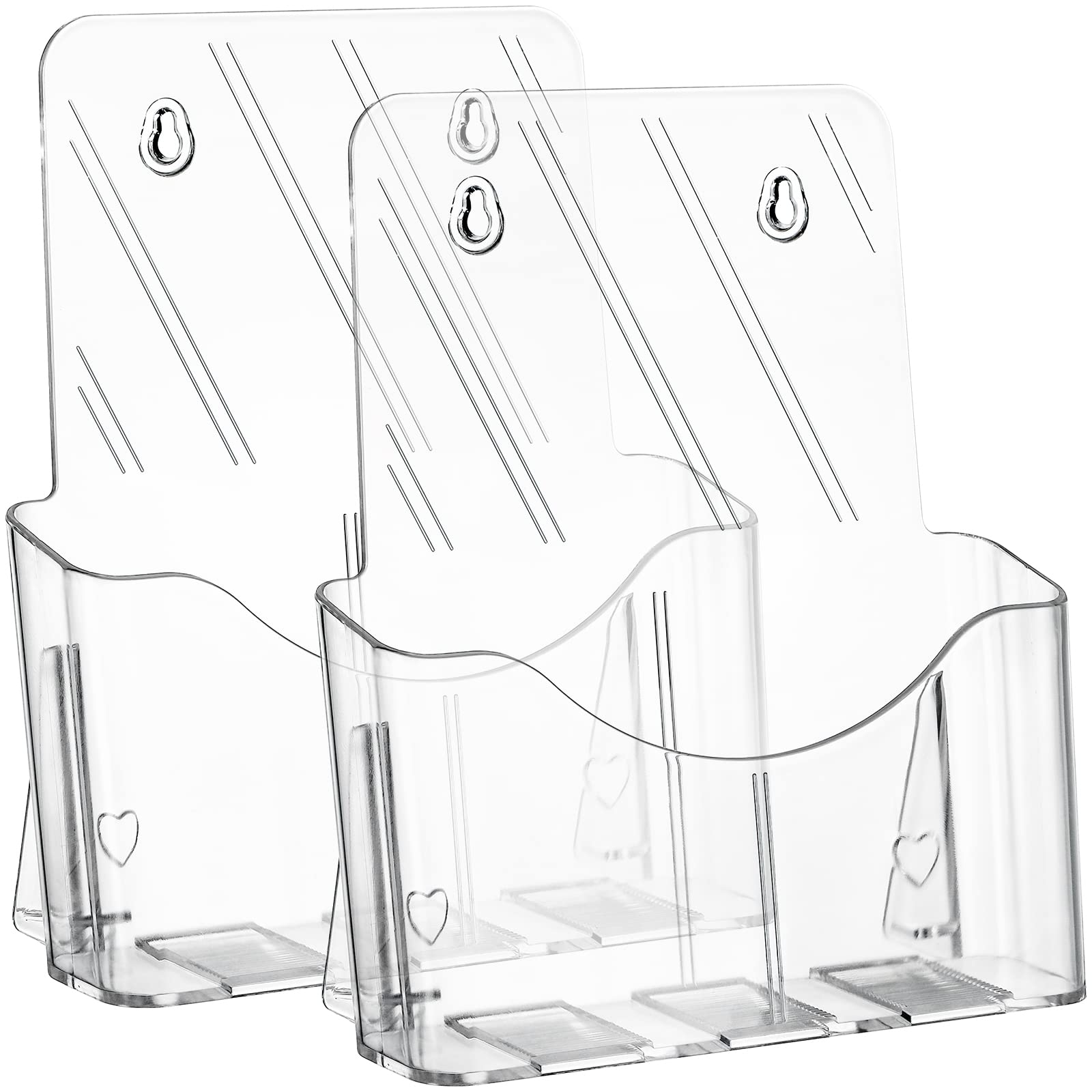 Yarlung 2 Pack Acrylic Brochure Holder, 8.5 X 11 Inches Clear Booklet Display Stand For Desk Or Wall Mount, Plastic Countertop O