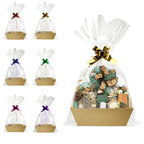 Baskets For Gifts Empty, 6 PCS Sturdy Diy Bulk Gift Basket Kraft Market Tray Cardboard Basket With Handles, Gift Basket Kit Supp