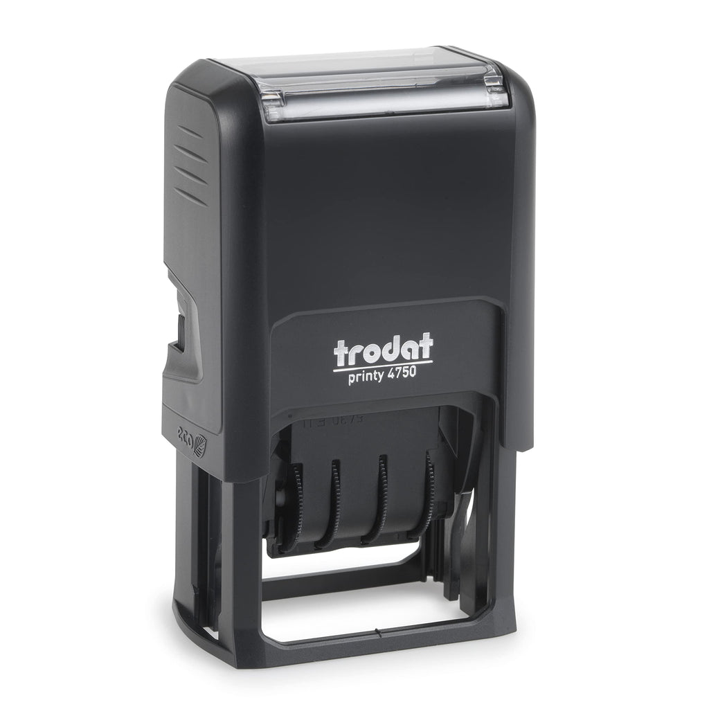 Trodat Printy 4750 Self Inking Date Stamp With Phrases Received, Paid, Entered, Faxed - Blue And Red Ink, 1' X 1-5/8'