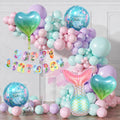 Velunza Mermaid Theme Birthday Decoration Kit With Happy Birthday Banner, Mermaid Foil Balloon, Heart & Round Foil Balloons And 