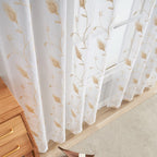 Floral Embroidery Beige Sheer Curtains 84 Inches Long, Rod Pocket Sheer Drapes For Living Room, Bedroom, 2 Panels, 52''X 84'', S