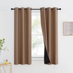 Nicetown 100% Blackout Curtains Thermal, Noise Reduction And Privacy Curtains For Patio Door, Black Lined Blackout Drapes With Grommet Top, Cappuccino, 1 Pair, W37 X L60