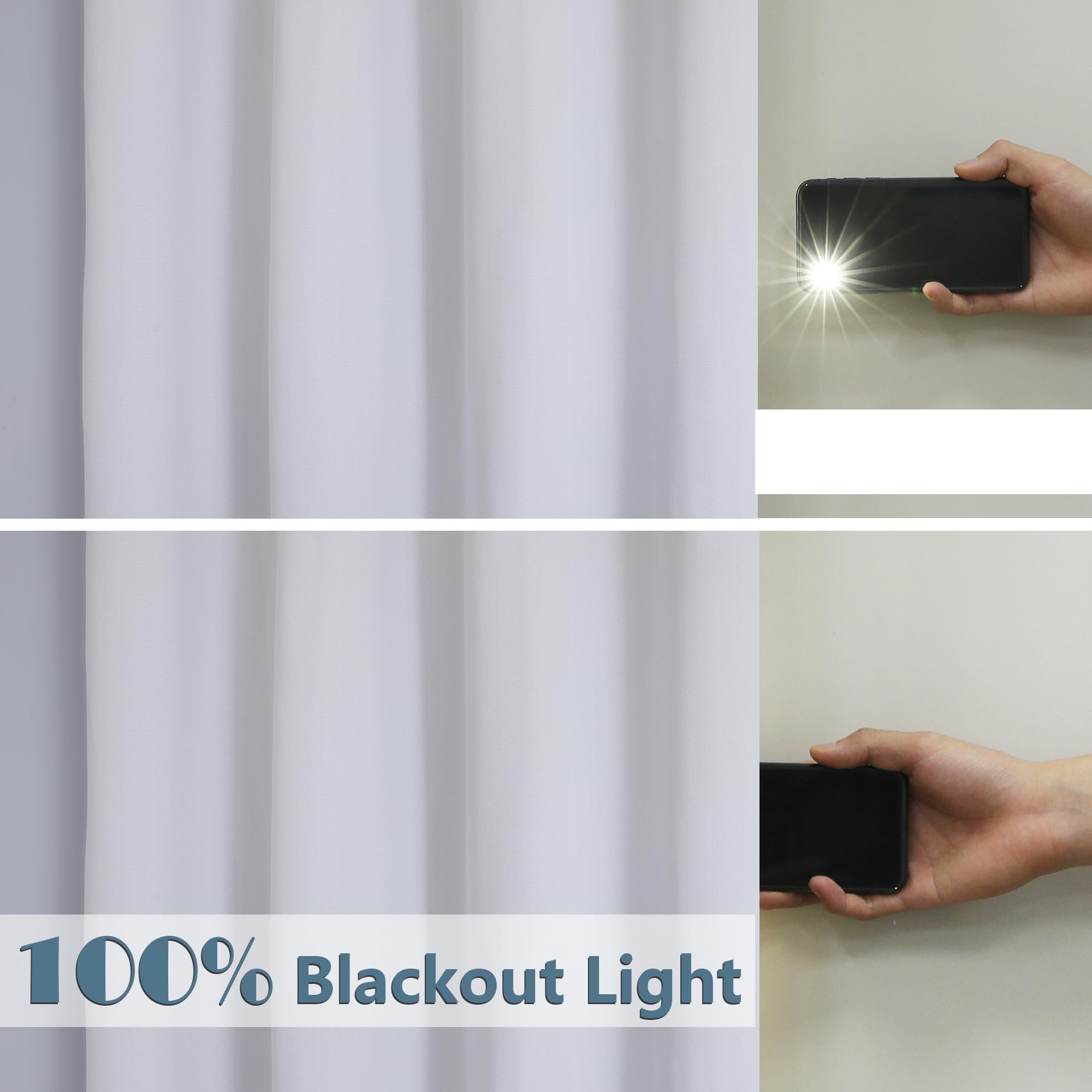 Chyhomenyc 2 Panels 100% Blackout Curtain Liners, 100% Darkening Blackout Liner For 63 Inch Curtains, Each 50'' Wx58 L, 2 Liners