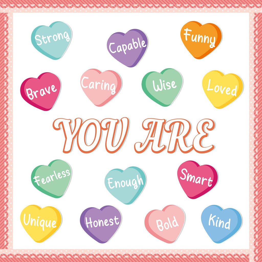 Valentine'S Day Bulletin Board Decoration Conversation Hearts Cutouts Candy Heart Bulletin Board Set Valentine'S Day Bulletin Bo