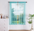 Pi Sheer Curtains 63 Inches Long,Light Window Treatment Airy Voile With Rod Pocket For Kitchen/Bedroom/Living Room/Small Window 2 Panels (W42Xl63,Lake Blue)