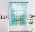 Pi Sheer Curtains 63 Inches Long,Light Window Treatment Airy Voile With Rod Pocket For Kitchen/Bedroom/Living Room/Small Window 2 Panels (W42Xl63,Lake Blue)