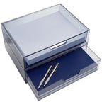 Stori Stax Plastic Stackable Organizer Drawers (Set Of 2) Classic Grey | 12.5' Wide | Set Includes Two Open Drawer | Organize O