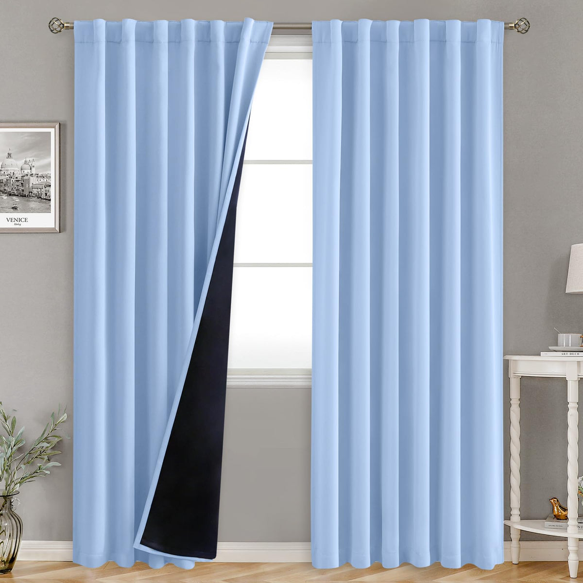Bgment Full Blackout Curtains With Liner Thermal Curtains 95 Inches Long, Rod Pocket And Back Tab Double Layer Room Darkening Wi