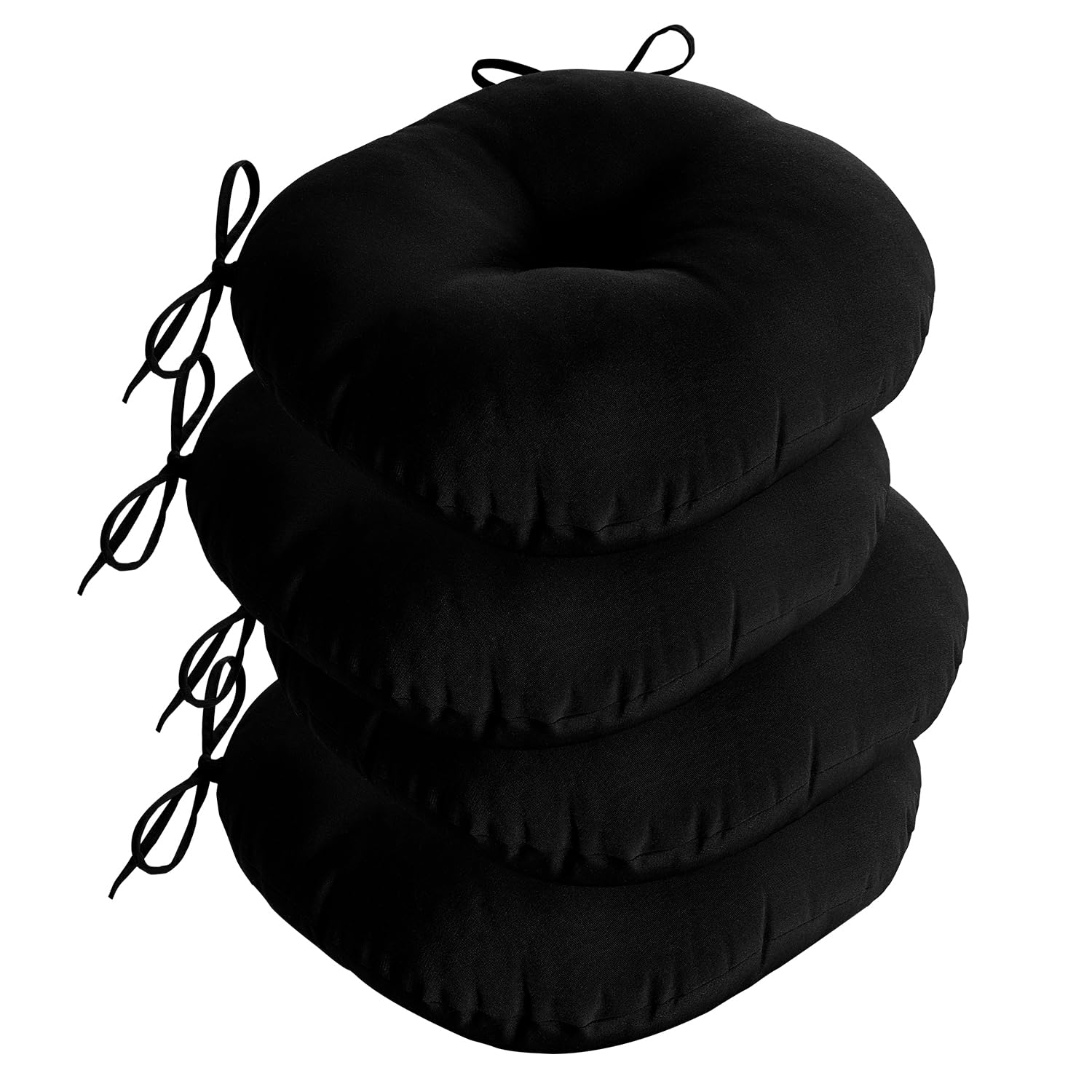 Downluxe Bistro Chair Cushions For Patio Furniture, Water-Resistant Round Outdoor Chair Cushions Set Of 4 With Non-Slip Ties, 15