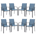 Vicllax Patio Stackable Dining Chairs Set For 8, Outdoor Metal Frame Dining Chairs For Front Porch Backyard Garden And Deck, Dar